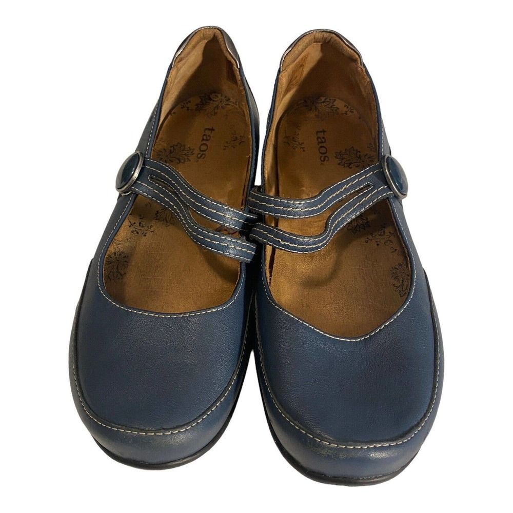 TAOS Women's Blue Leather Mary Jane Shoes Size 9 - Picture 2 of 11